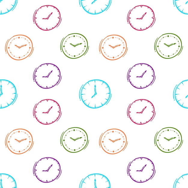 patrón de icono del reloj patrón de reloj patrón sin costuras dibujado patrón sin costura icono de reloj