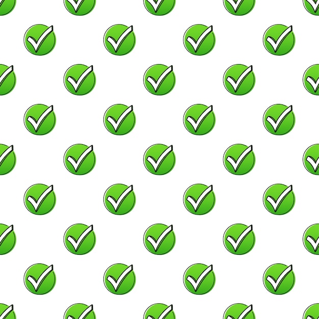 Vector patrón de icono verde dibujado a mano sobre fondo blanco icono de vector derecho de marca de verificación dibujado a mano