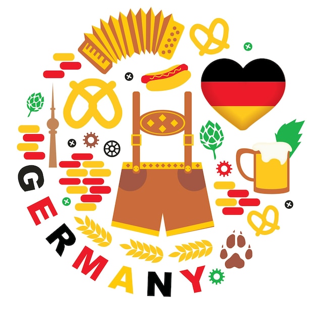 Patrón con iconos de Alemania