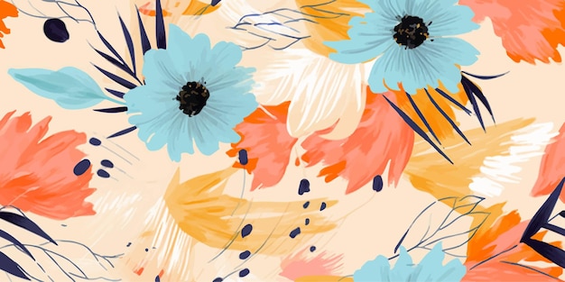 Patrón de ilustración artística floral de moda Collaje creativo con formas Patrón sin costuras