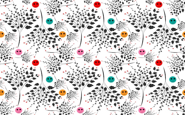 Patrón de ilustración botánica y diseño de fondo