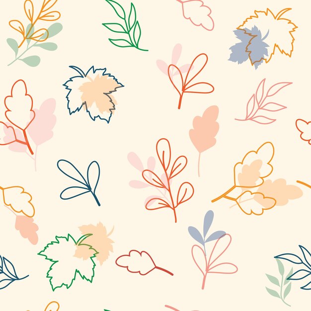 Patrón de ilustración de estilo Matisse de hojas de otoño coloridas