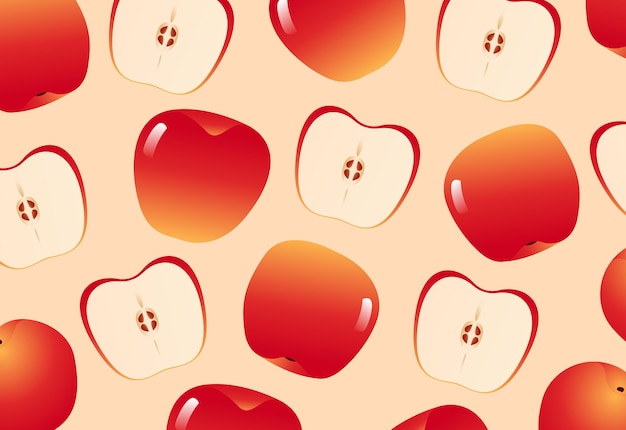 Patrón de ilustración de fruta de manzana