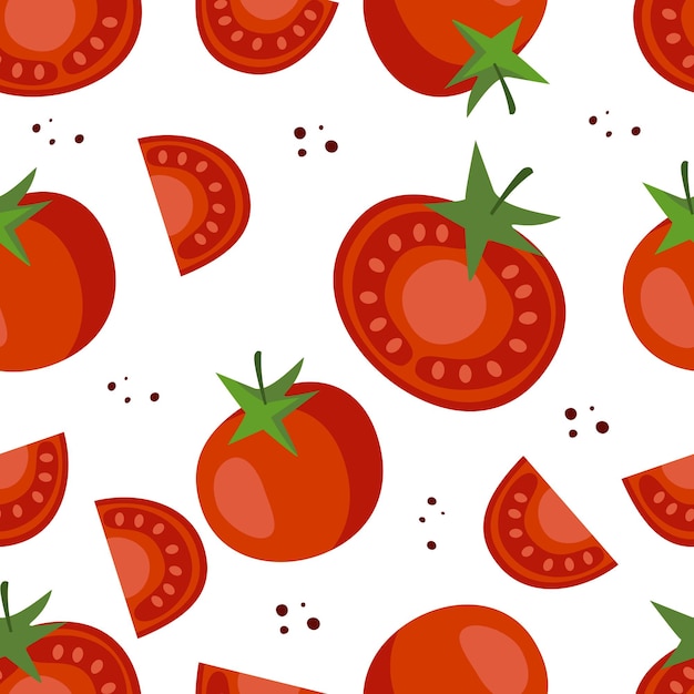 Patrón con ilustración de vector de tomates