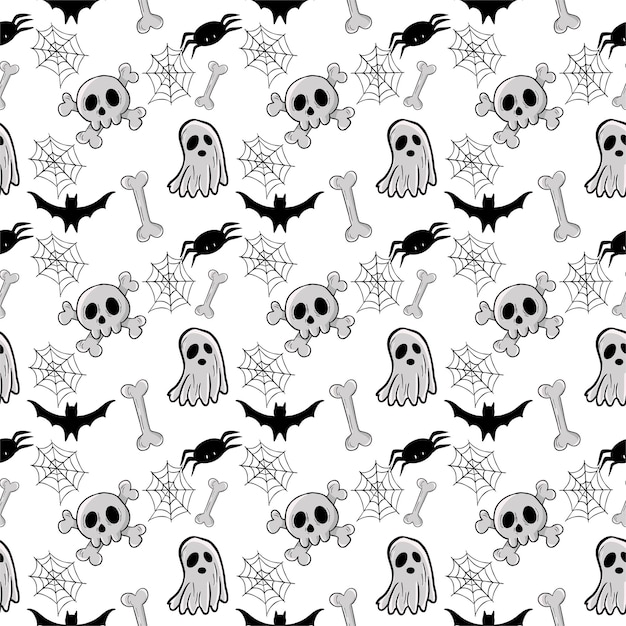 Patrón con ilustraciones sobre el tema de Halloween