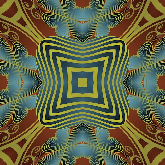 Patrón ilustrado sin costuras hecho de elementos abstractos en azul beige y marrón