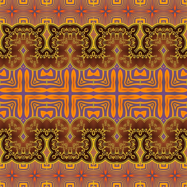 Patrón ilustrado sin costuras hecho de elementos abstractos en naranja beige y marrón