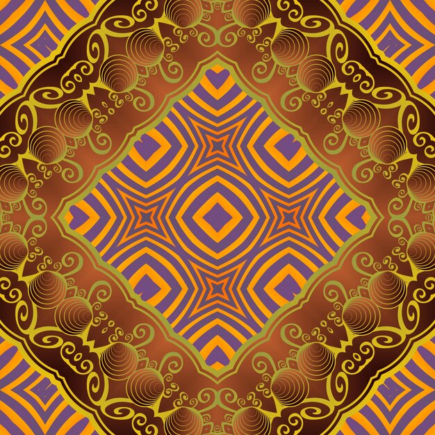 Patrón ilustrado sin costuras hecho de elementos abstractos en naranja beige y marrón