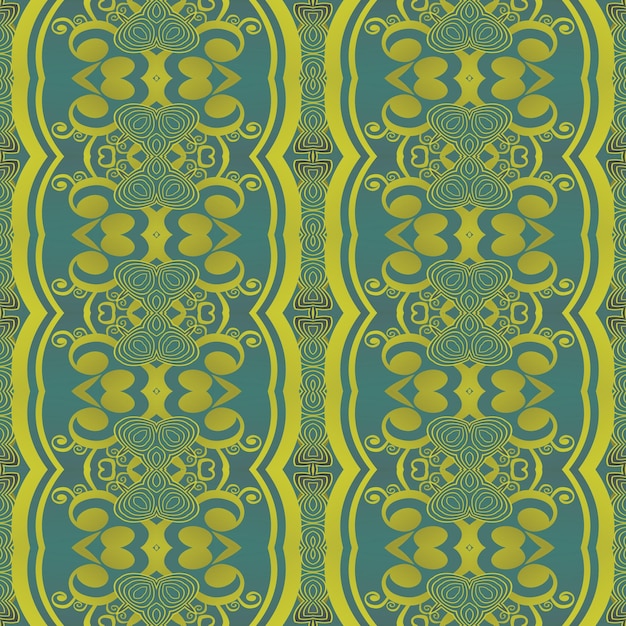 Patrón ilustrado sin inconvenientes hecho de elementos abstractos en verde y amarillo
