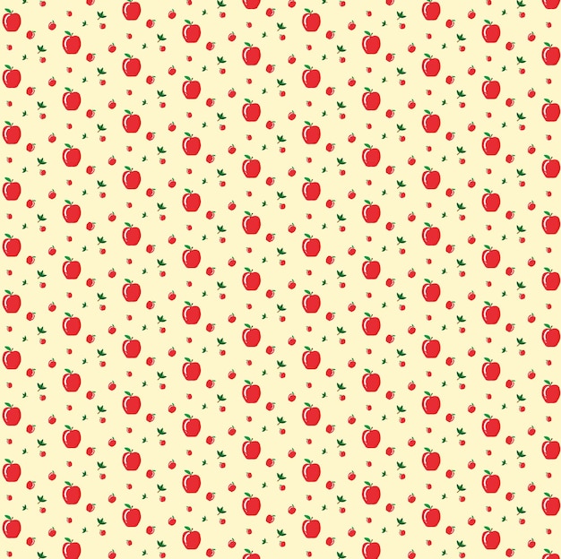 Patrón ilustrado por vectores de manzanas rojas tropicales