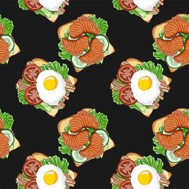 Patrón con la imagen de bocadillos con diferentes rellenos