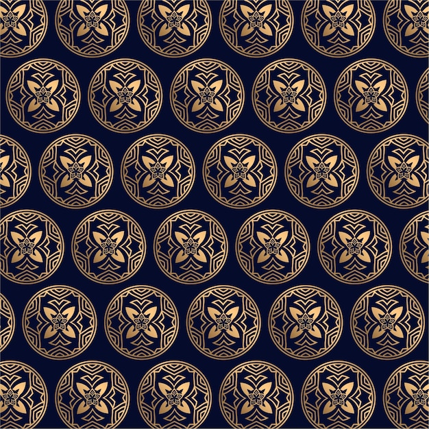 Un patrón impecable con círculos dorados y negros.