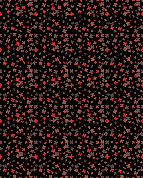 Un patrón impecable con flores rojas sobre un fondo negro.
