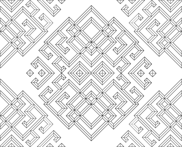 Un patrón impecable con líneas negras y cuadrados.