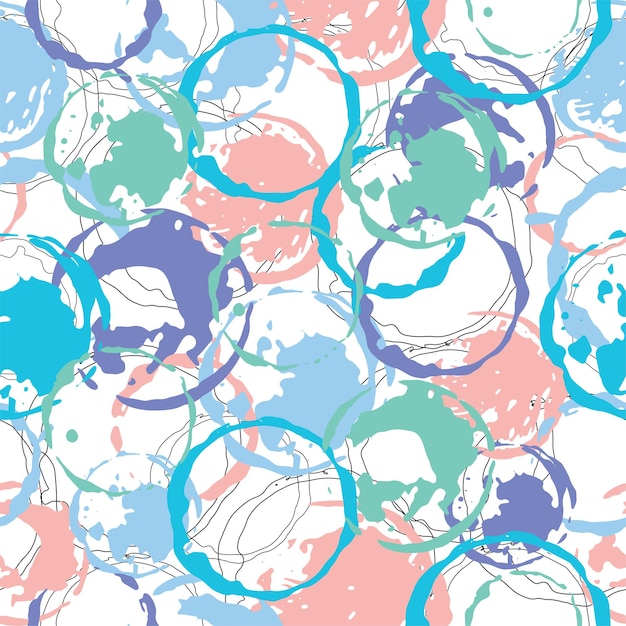 patrón de impresión sin costuras en espiral círculos de colores dibujados a mano con pincel