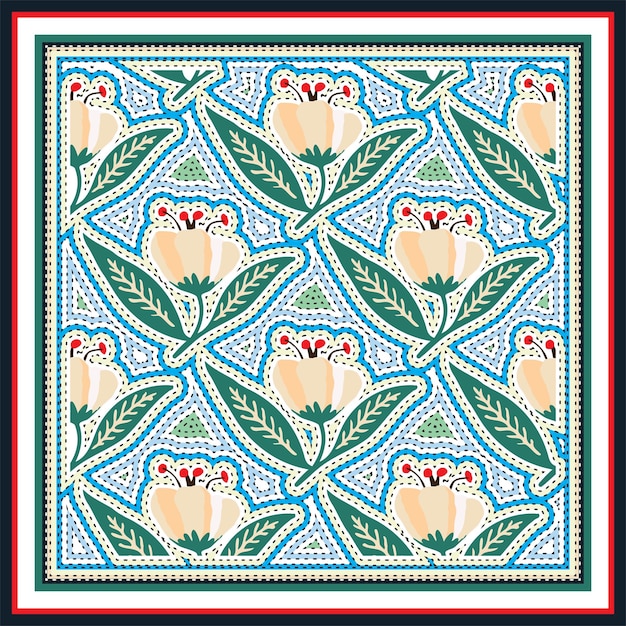 Patrón de impresión floral dibujado a mano repite ambos lados colocación sin costuras mejor para textil y papel