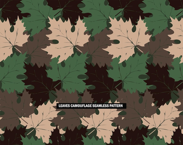 Vector patrón inconsútil de camuflaje de hojas
