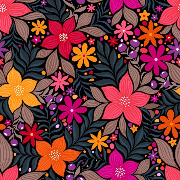 PATRÓN INCONSÚTIL CON COLORES COLORIDOS SOBRE UN FONDO NEGRO EN VECTOR