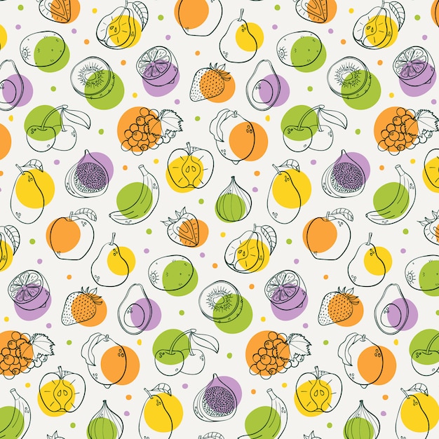Patron inconsútil de frutas dibujadas a mano
