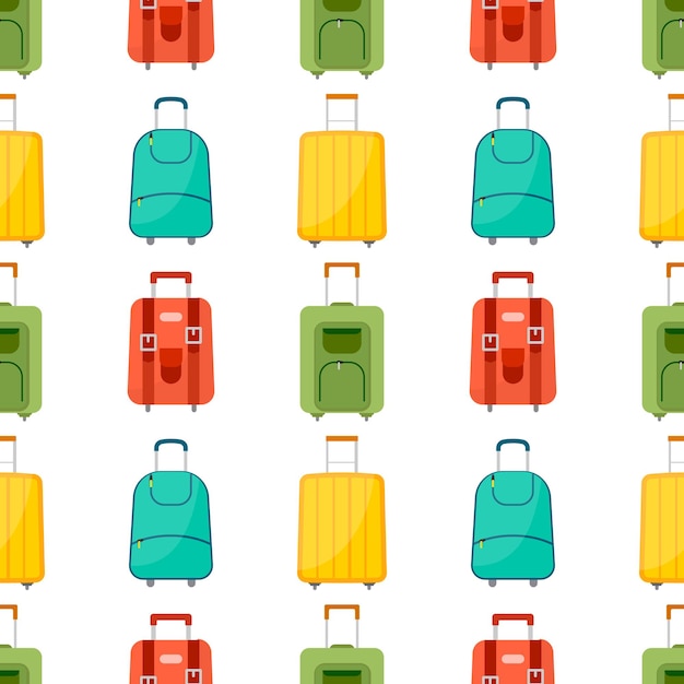 Patrón sin inconvenientes con bolsa de viaje con equipaje. Fondo con maleta para viaje de viaje. ilustración vectorial