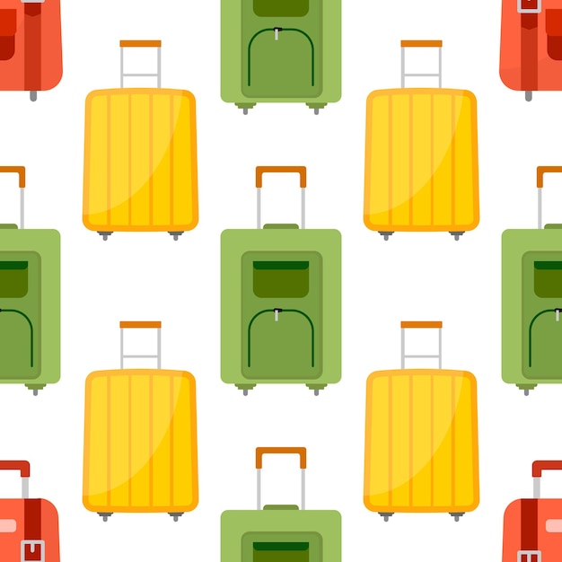 Patrón sin inconvenientes con bolsa de viaje con equipaje. Fondo con maleta para viaje de viaje. ilustración vectorial