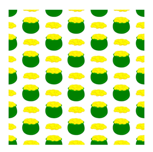 Patrón sin inconvenientes con ollas y monedas para el Día de San Patricio. Diseño para estampados de moda, textiles.