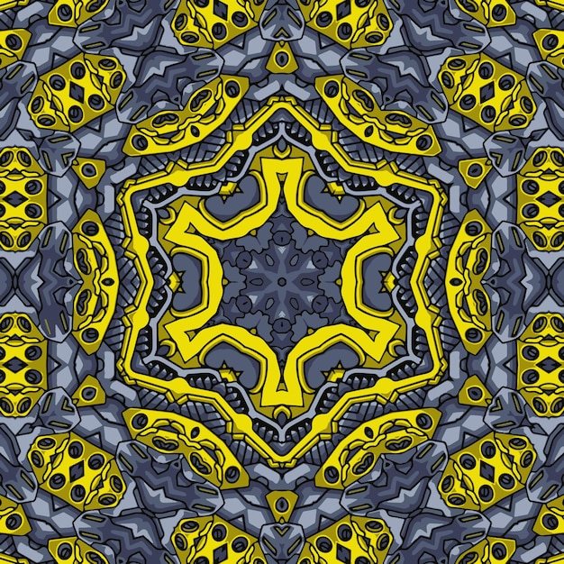 Patrón indio abstracto con mandalas vector fondo rojo