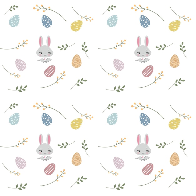 Patrón infantil Feliz conejo de Pascua y huevos