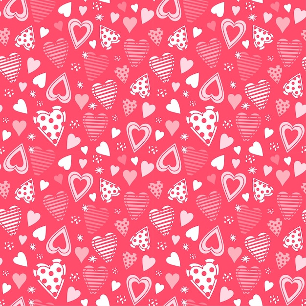 Patrón infantil sin fisuras con corazones dibujados a mano.