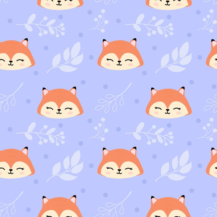 Vector patrón infantil sin fisuras con lindo zorro y ramas de plantas textura de bebé para envolver tela