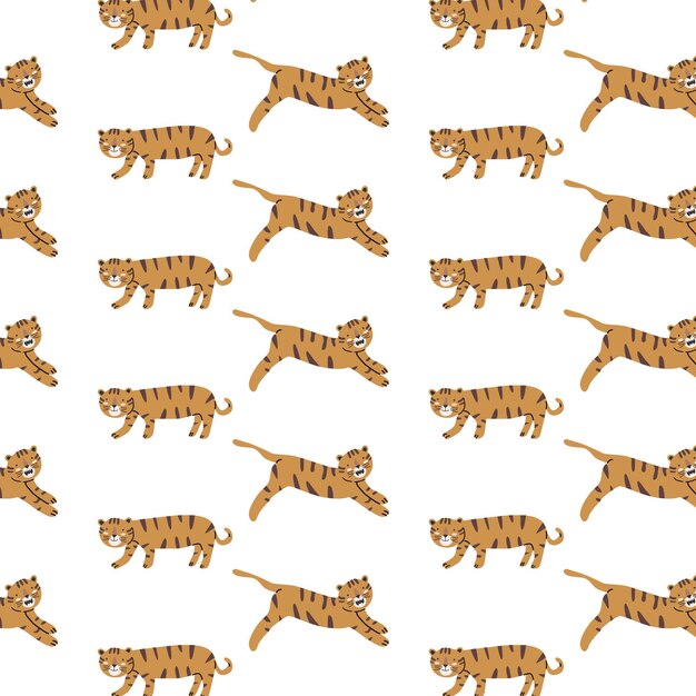 Patrón infantil con un lindo tigre animal salvaje