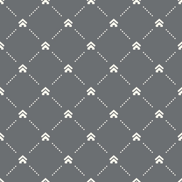 Patrón de inicio sin costuras en un diseño creativo de icono de inicio de fondo oscuro