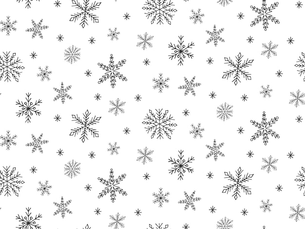 Patrón interminable de copos de nieve grises en fondo blanco de vacaciones estacionales de invierno Elemento de diseño para impresión de portada de papel de embalaje textil