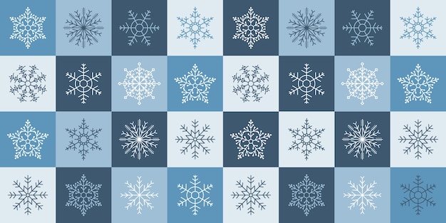 Patrón de invierno sin costuras con copos de nieve en tonos azules telón de fondo geométrico de Navidad