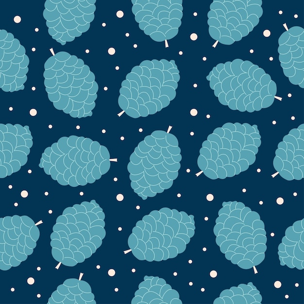 Patrón de invierno sin costuras dibujado a mano con conos Ilustración vectorial