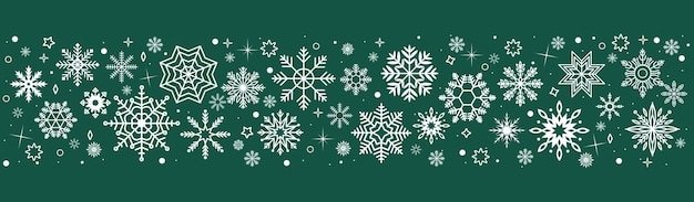 Patrón de invierno festivo con marco vectorial de copos de nieve
