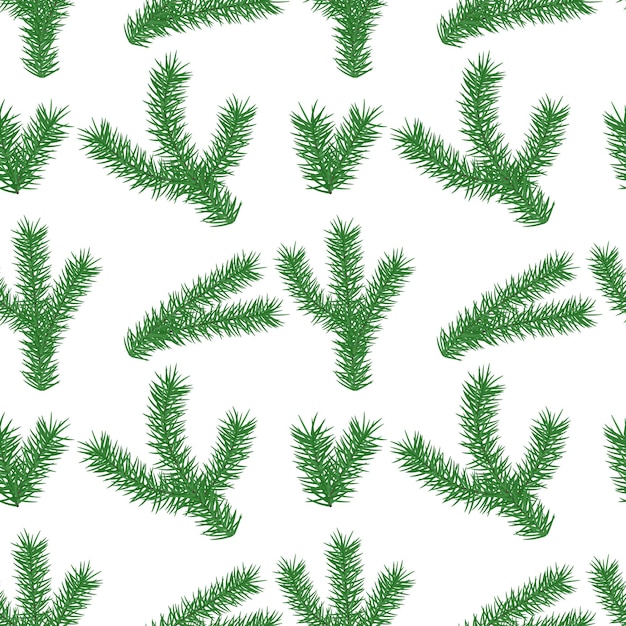 Patrón de invierno sin fisuras con ramas de árboles de Navidad sobre fondo blanco Fondo repetible