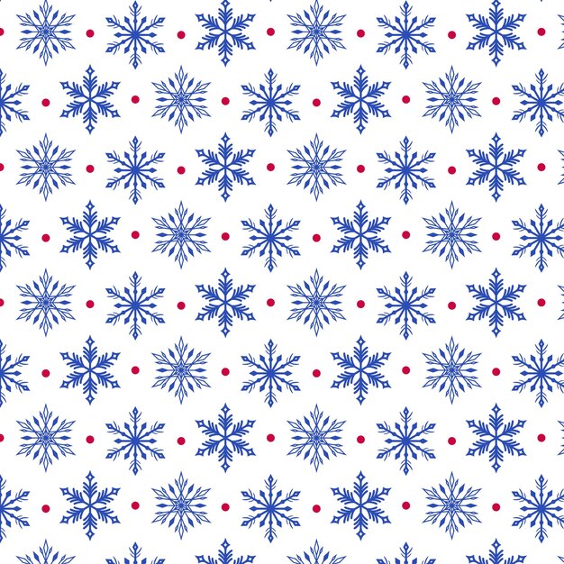 Patrón de invierno sin inconvenientes con copos de nieve azules sobre un fondo blanco