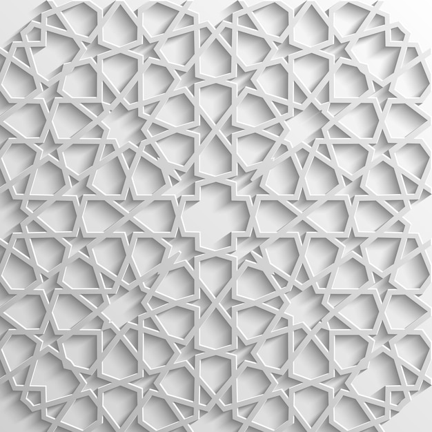 Patrón islámico blanco en estilo 3d Ilustración vectorial