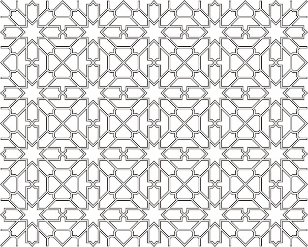 Patrón islámico sin costuras Textura de contorno geométrico sobre fondo blanco Hermoso elemento árabe