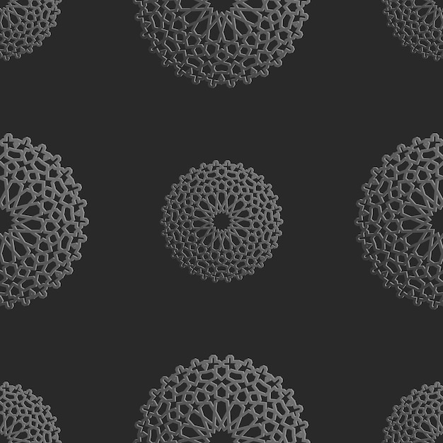 Patrón islámico sin fisuras con ornamento radial en estilo marroquí patrón mettalic sobre fondo oscuro vector de ornamento geométrico abstracto