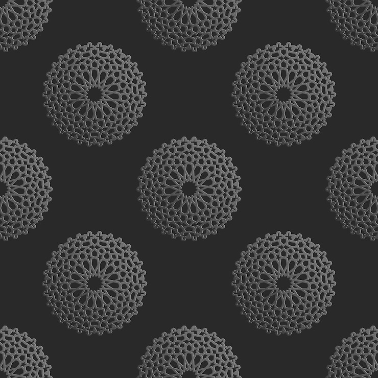 Vector patrón islámico sin fisuras con ornamento radial en estilo marroquí patrón mettalic sobre fondo oscuro vector de ornamento geométrico abstracto