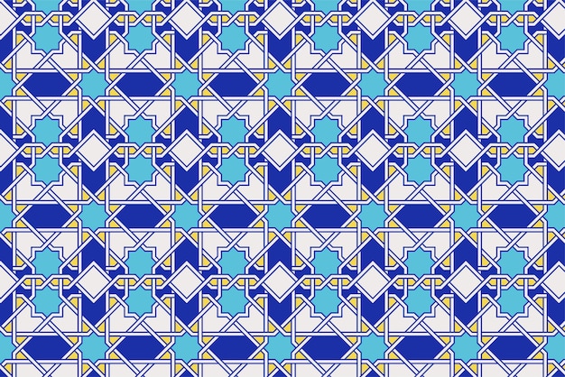 patrón islámico rectangular azul de 4 pliegues