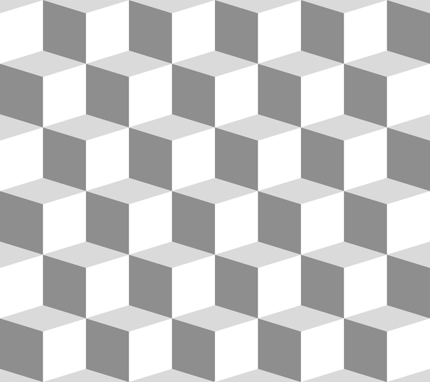Patrón isométrico blanco y gris abstracto. Fondo transparente de cubos. Espacio para texto. Vector