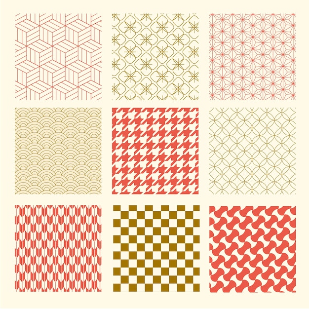 Patrón japonés vector cuadrado continuo