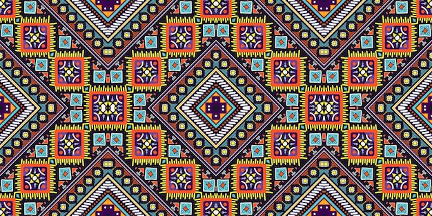 Patrón Kasuri inconsútil en tribaGyp syBordado tribal de figurasIlustración vectorial abstracta de estilo indio/aztecaPatrón sin costuras de rayas étnicasIlustración de adorno texturizadoropa y otros