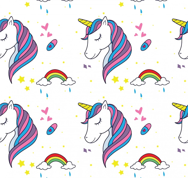 patrón kawaii unicornio