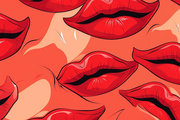 Patrón de labios artístico en estilo vectorial