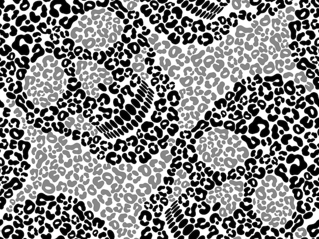 patrón de leopardo y cráneo sin costuras patrón de animal abstracto dibujo a mano patrón divertido