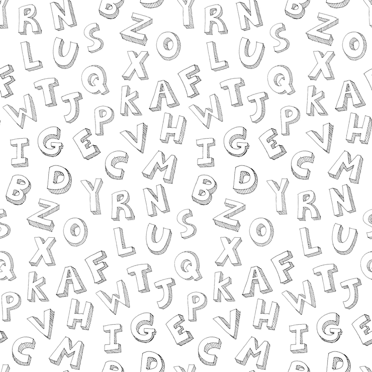 Vector patrón de letras sin costuras dibujado a mano por vector